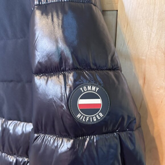Tommy Hilfiger Multimedia Puffer Jacket Hooded M Dark Blue Warm Shiny - Picture 4 of 10